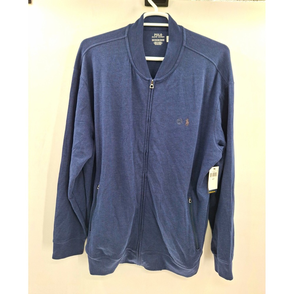 Polo Ralph Lauren Luxury Jersey Baseball Jacket Size 2XLT NWT Blue Full Zip
